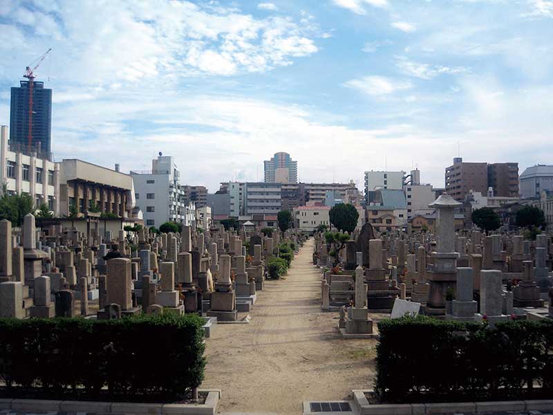 大阪市設 北霊園　日の当たる園内